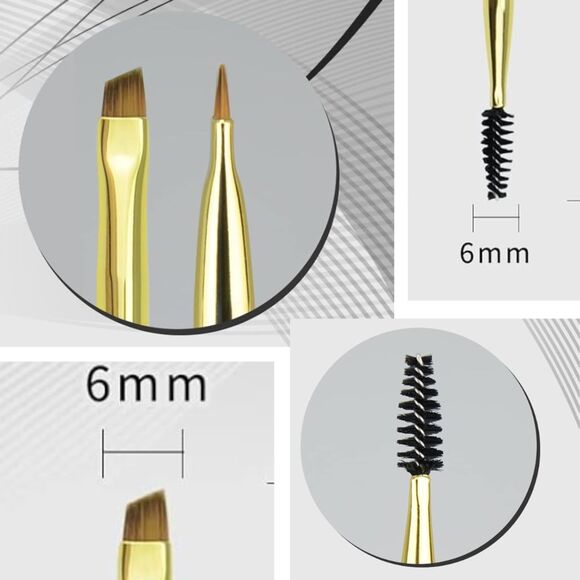 Double-Ended Angled Brow & Eyeliner Brush with Spoolie Professional Makeup Tool - Picture 6 of 6